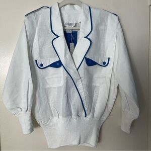 3 for $25!‎ NWT Vintage 90s White and Blue Jacket Cotton & Ramie, size M